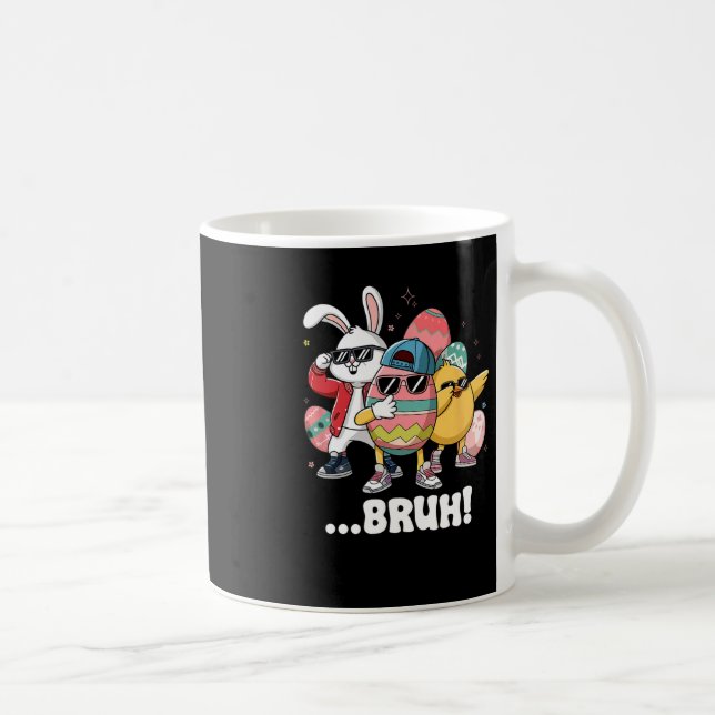Caneca De Café Páscoa Bruh Dabbing Bunny Pintinho Egg Hunting Mat (Direita)