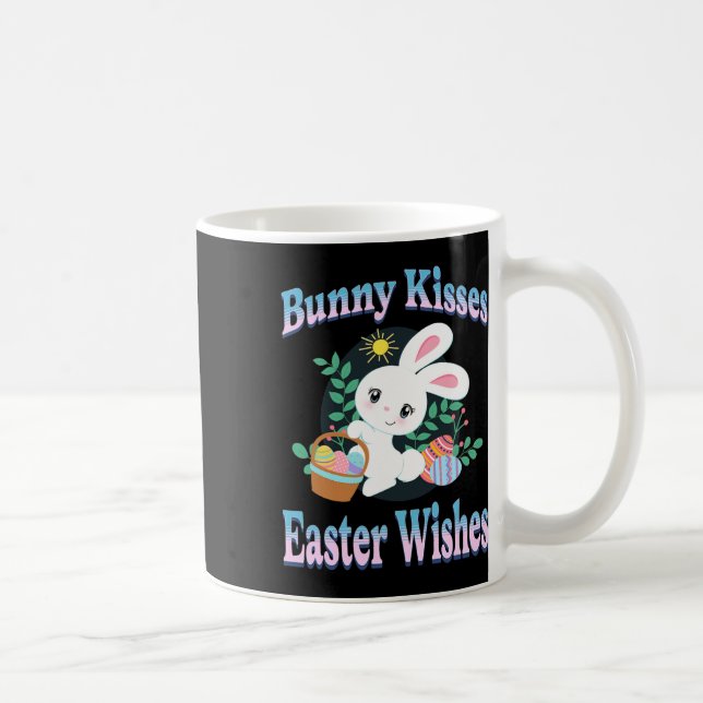 Caneca De Café Páscoa Bunny Kisses Deseja Ovos Bonitos De Páscoa (Direita)