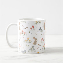 Páscoa Coelhinha Presente Crianças Café Mug Flores