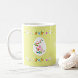Caneca De Café Páscoa Colorida Personalizada Coelhinho de Café