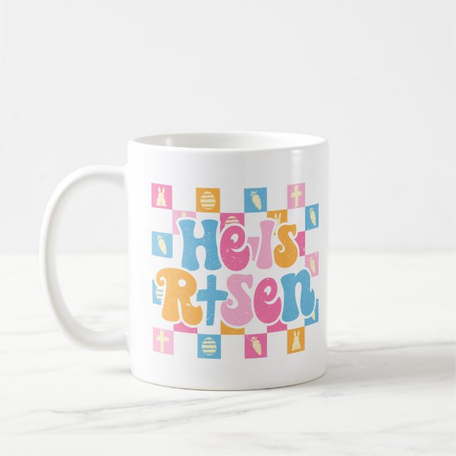 Caneca De Café Páscoa Cristã Verificada Ele está Risen (Esquerda)