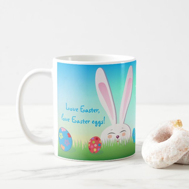 Caneca De Café Páscoa de amor, Felz pascoa Hunt Cute Bunny (Com Donut)
