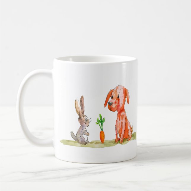 Caneca De Café Páscoa de Cachorro e Coelho (Esquerda)