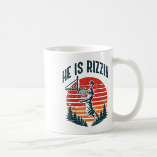 Caneca De Café Páscoa Ele É Rizzin Retro Basbol Homens Religiosos