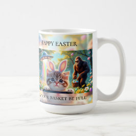 Caneca De Café Páscoa engraçada de Bigfoot OVNI | Selfie de gato