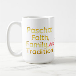 Caneca De Café Páscoa Fé Família e Tradição Cristã de Páscoa