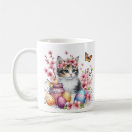 Caneca De Café Páscoa - Gatinho Aquarela -