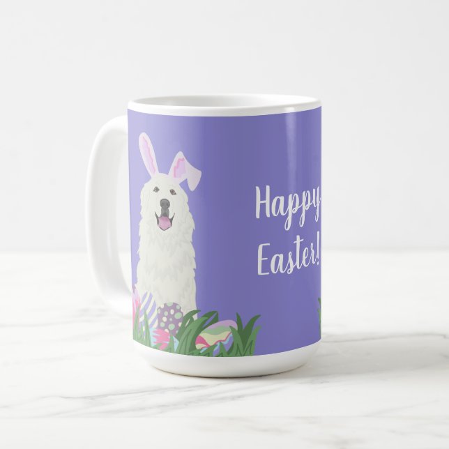 Caneca De Café Páscoa Great Pyrenees Personalizável (Frente Esquerda)