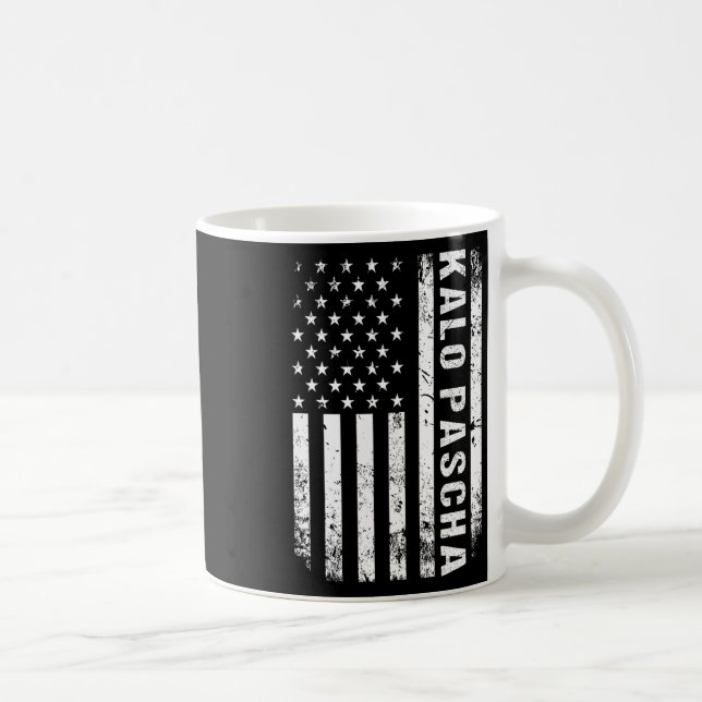 Caneca De Café Páscoa Grega Kalo Pascha Retro Estados Unidos Band (Direita)