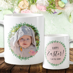 Caneca De Café Páscoa Laurel Leaf Pink Green Floral Mug