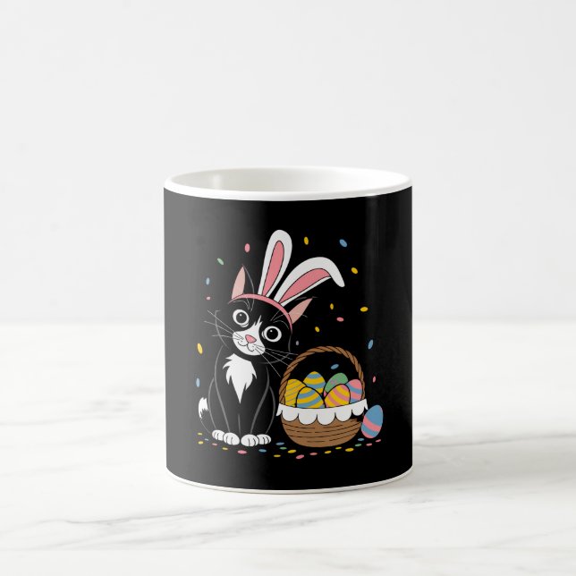 Caneca De Café Páscoa Negra Gato Tuxedo Rabbit Coelho Ovos (Centro)