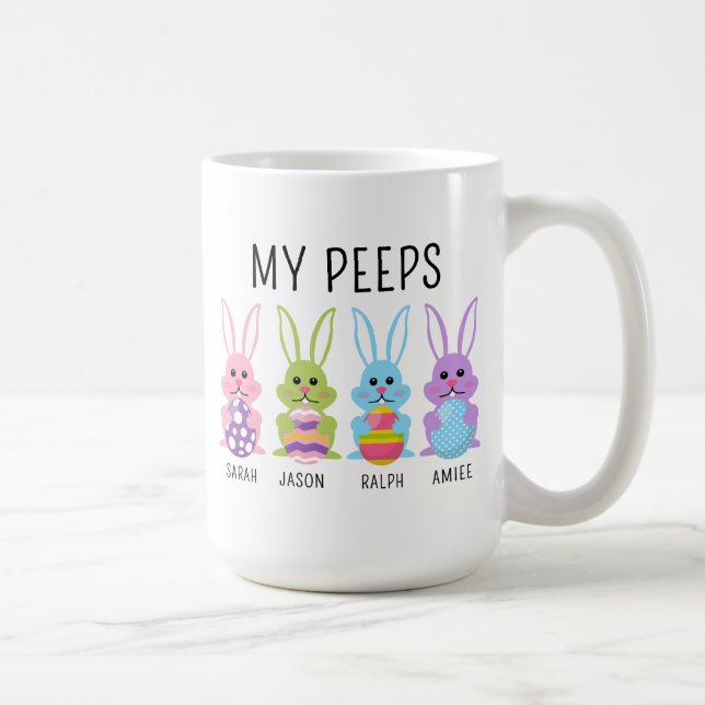 Caneca de Café Páscoa Nome Personalizado Meus Amig (Direita)