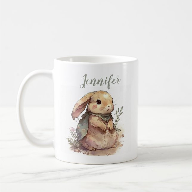 Caneca De Café Páscoa Personalizada De Coelhinhos Bonitos (Esquerda)