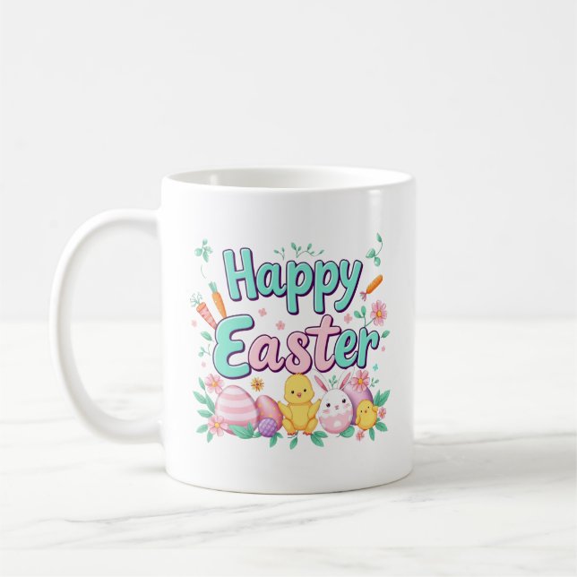 Caneca De Café Páscoa Primavera de Páscoa felz pascoa de Coelho  (Esquerda)