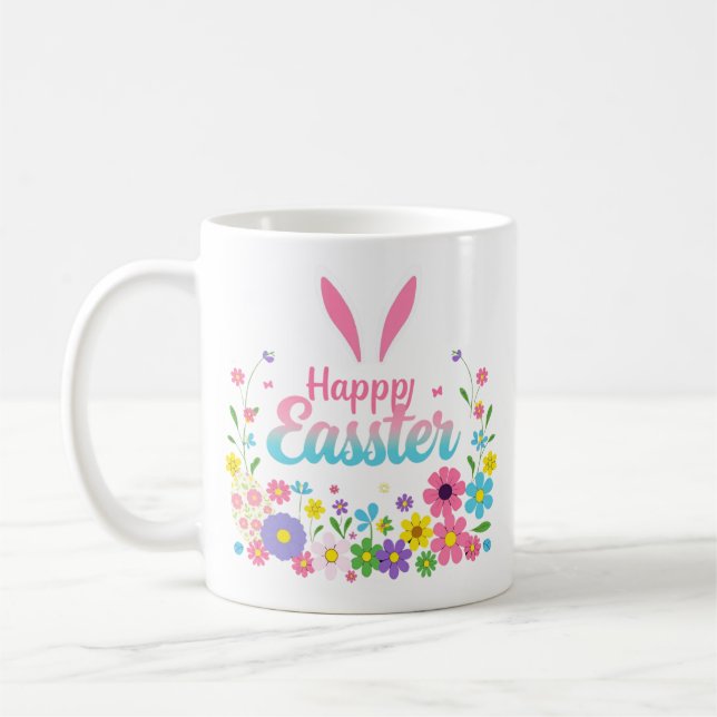 Caneca De Café Páscoa Primavera de Páscoa felz pascoa de Coelho  (Esquerda)