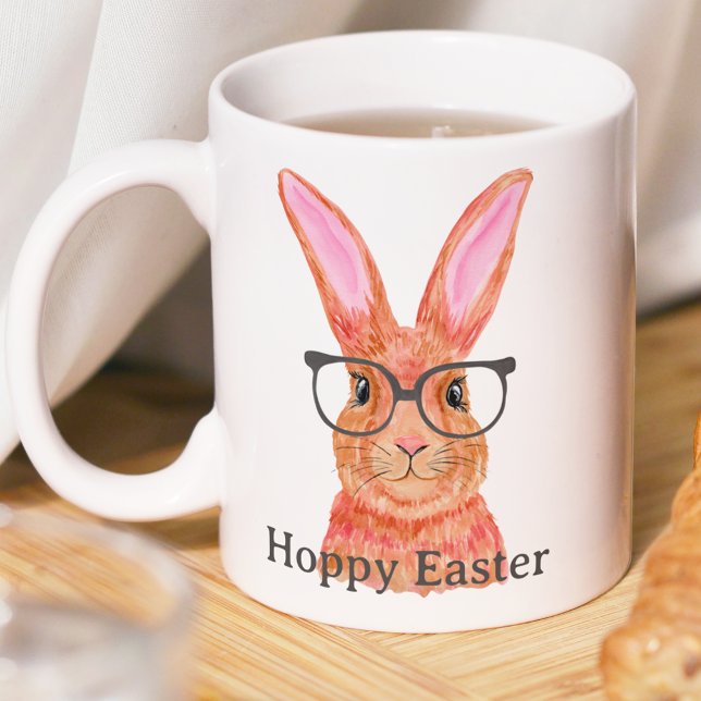 Caneca De Café Páscoa rosa-rosa-rosa-pia-páscoa-coalhada (Cute Hoppy Easter Pink Easter Bunny Mug
)
