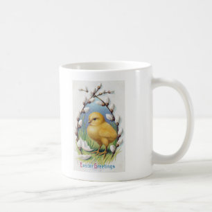 Caneca De Café Páscoa Saudações Pintinho Amarelo