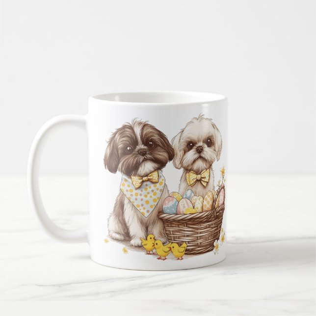 Caneca De Café Páscoa Shih Tzu Dogs (Esquerda)