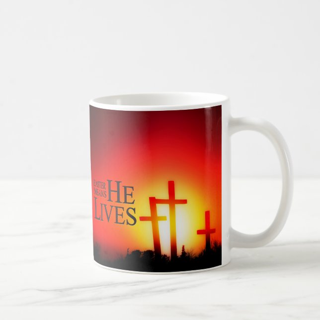 Caneca De Café Páscoa Significa Que Ele Vive Mug (Direita)