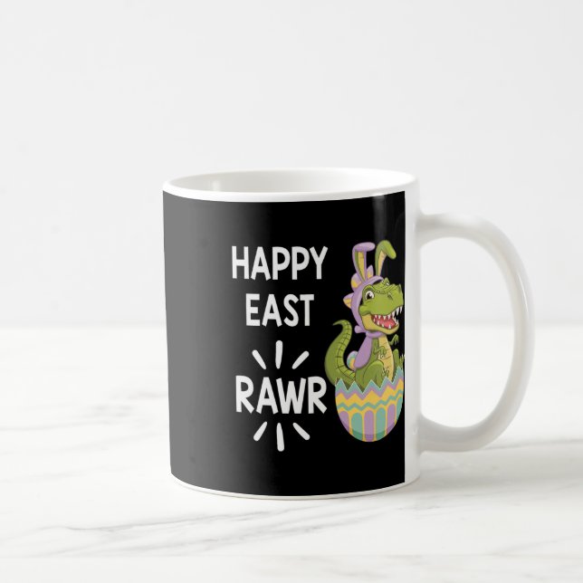 Caneca De Café Páscoa T Rex Dinossaur Bunny Egg Happy Eastrawawaw (Direita)