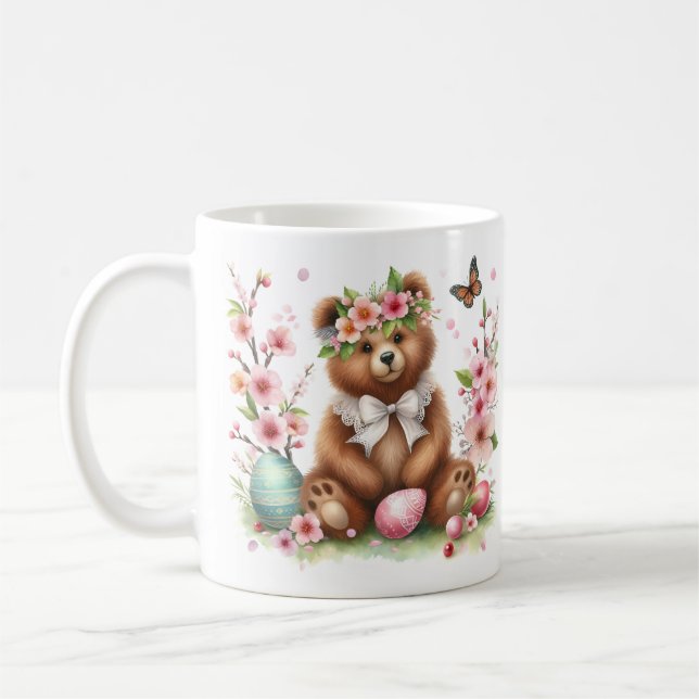 Caneca De Café Páscoa - Urso Castanho de Aquarela - (Esquerda)