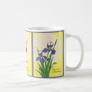 Caneca De Café Páscoa Vintage, Flores de Íris de Jardim Roxo