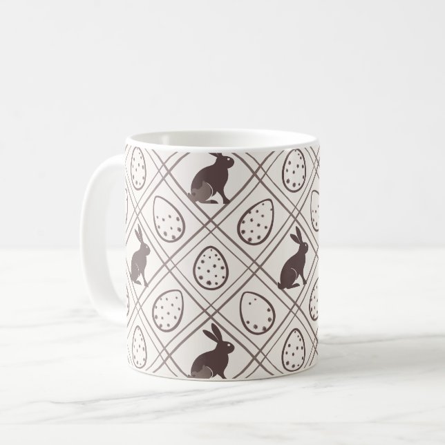 Caneca De Café Páscoa Xadrez Marrom   (Frente Esquerda)