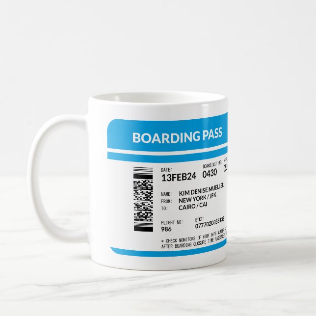Caneca De Café Passagem de embarque (azul) DOS (Esquerda)