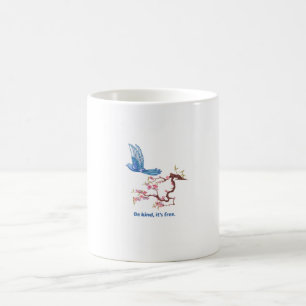 Caneca De Café Passarinho Azul Fofo Flor de Cerejeira Seja Gentil