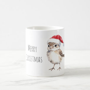 Caneca De Café Passarinho com Chapéu de Papai Noel Vermelho de Na