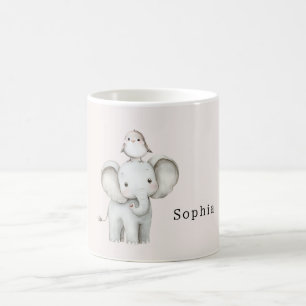 Caneca De Café Passarinho Elefante Fofo  