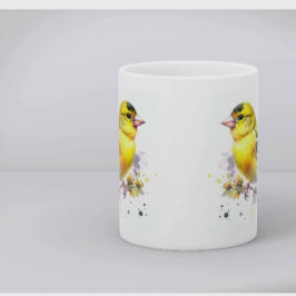 Caneca De Café Pássaro Amarelo Aquarela da Natureza