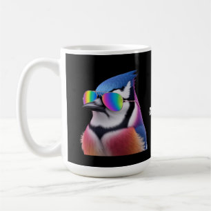 Caneca De Café Pássaro Azul legal Vestindo óculos escuros Retro