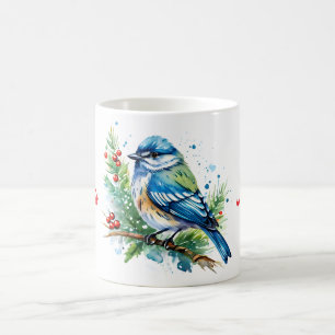 Caneca De Café Pássaro azul no Natal