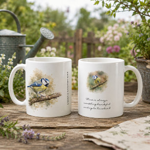 Caneca De Café Pássaro azul tit inspirador aquarela pessoal