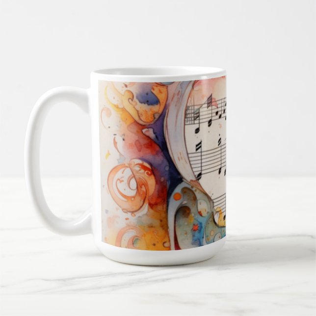 Caneca de Café Pássaro Cantante Musical Notas de A (Esquerda)