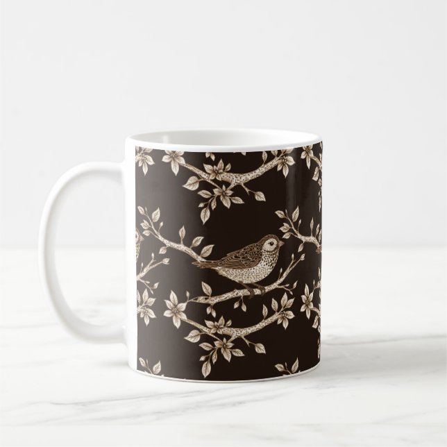 Caneca De Café Pássaro Castanho Gravado (Esquerda)