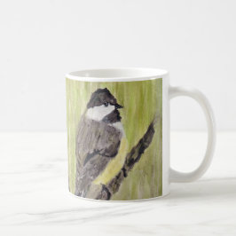 Caneca De Café Pássaro Chickadee de casaco preto - pintura acríli