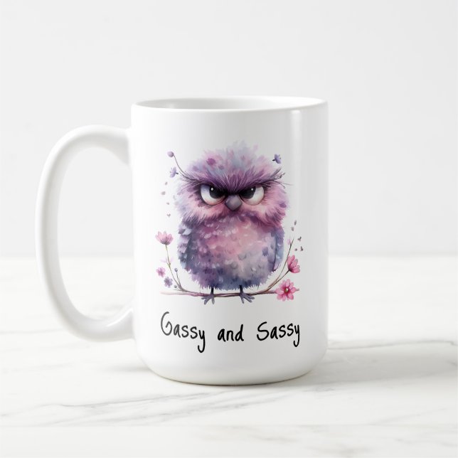 Caneca De Café Pássaro Cinzento e Roxo Roxo Sassy (Esquerda)