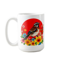 Pássaro Colorido Empoleirado Entre Flores