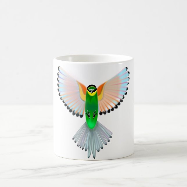 Caneca De Café Pássaro Colorido Voando Caça (Centro)