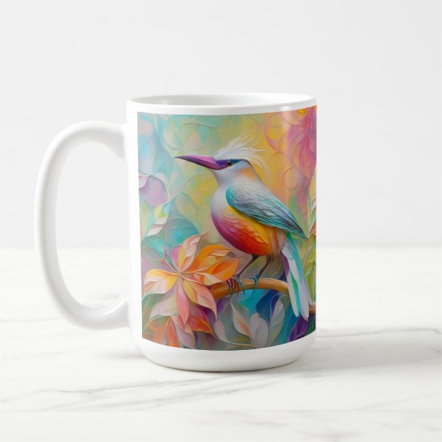 Caneca De Café Pássaro da fantasia vermelho-rosa-bico (Esquerda)