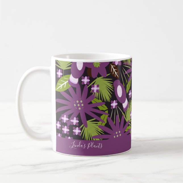 Caneca De Café Pássaro-da-selva Púrpura Vegetação tropical (Esquerda)