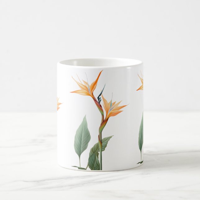 Caneca De Café Pássaro de desenho do paraíso (flor) (Centro)