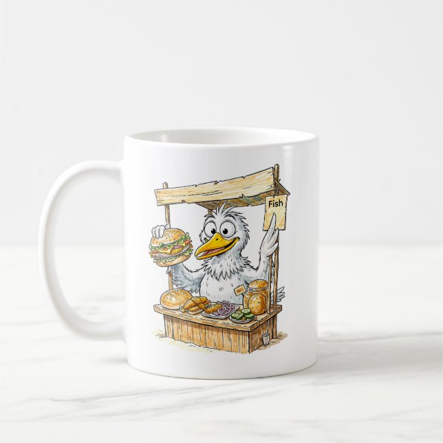 Caneca De Café Pássaro de Quadrinhos no Estande de Peixe (Esquerda)