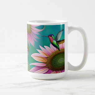 Caneca De Café Pássaro-do-mar e girassol rosa