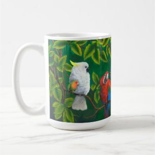Caneca De Café Pássaro do Papagaio Aproxima Selva Tropical Themed