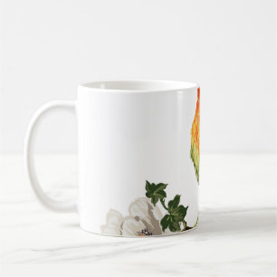 Caneca De Café Pássaro do Paraíso e flores exóticas em uma bas