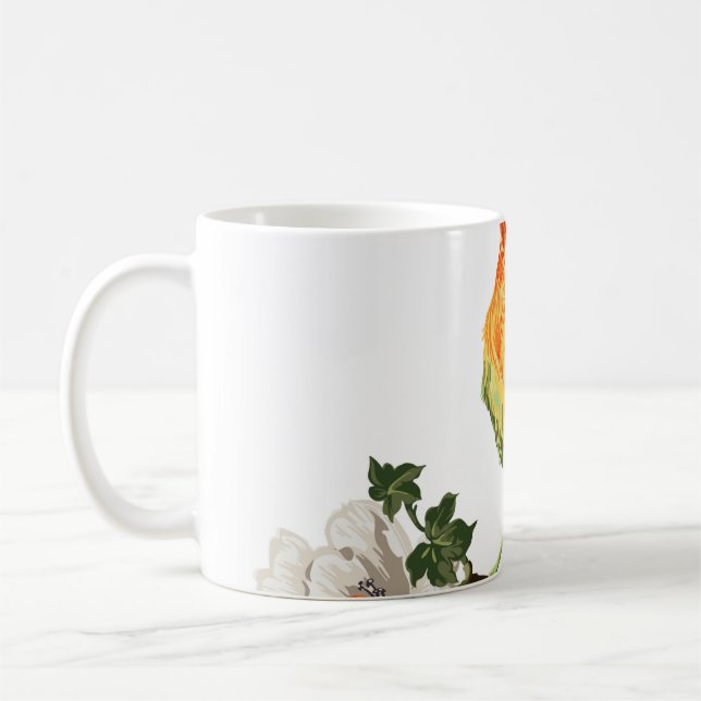 Caneca De Café Pássaro do Paraíso e flores exóticas em uma base b (Esquerda)