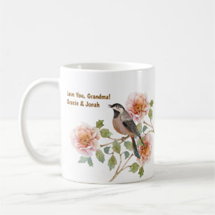 Caneca De Café Pássaro em Flores e Foto